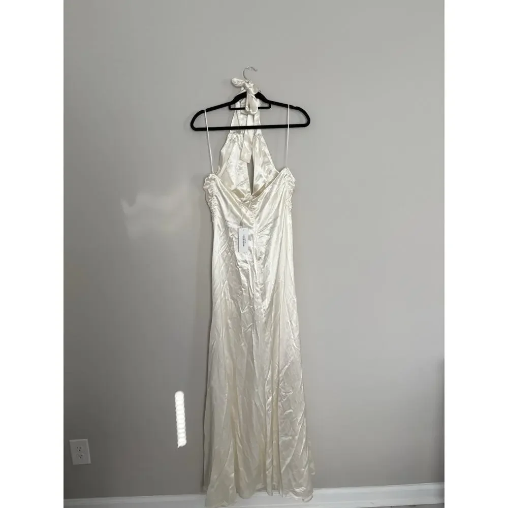 Reformation Veria Dress Halter Tie Zip Wedding Formal Style Women’s Size 4 - Picture 8 of 10